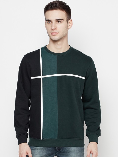 

Octave Men Green Colourblocked Fleece Sweatshirt