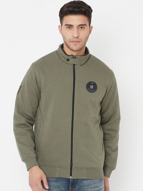 

Octave Men Olive Green Fleece Sweatshirt