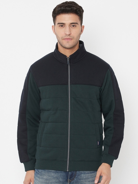 

Octave Men Green Colourblocked Fleece Sweatshirt