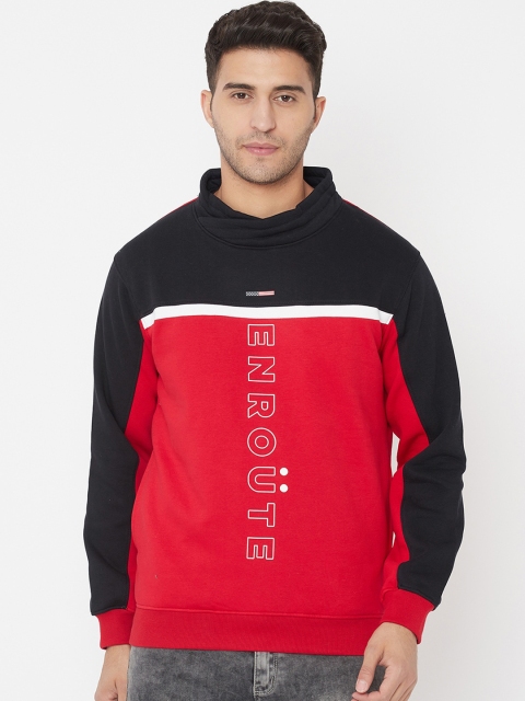 

Octave Men Red Colourblocked Fleece Sweatshirt