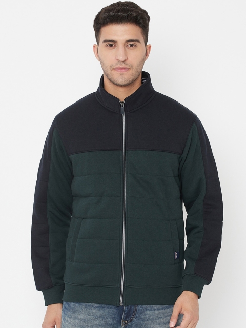 

Octave Men Green Colourblocked Fleece Sweatshirt