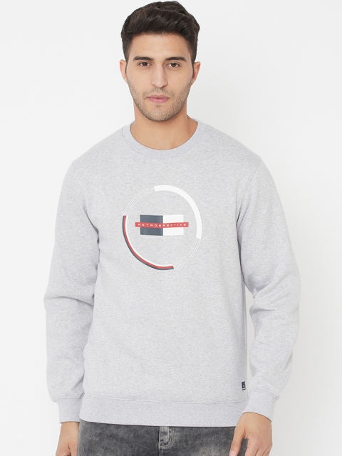 

Octave Men Grey Printed Fleece Sweatshirt