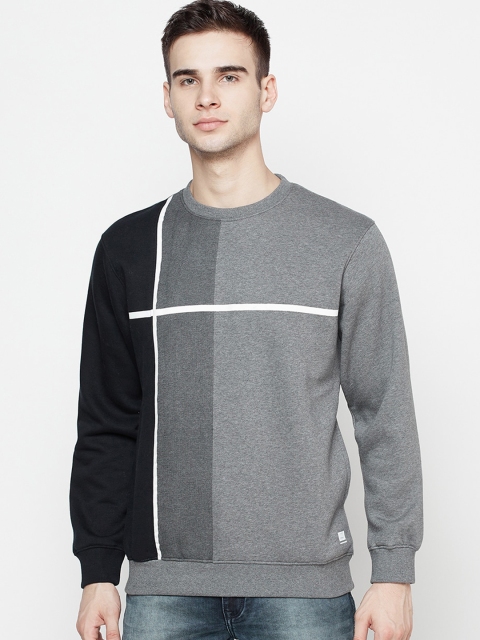 

Octave Men Grey Colourblocked Fleece Sweatshirt