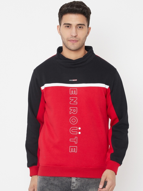 

Octave Men Red Colourblocked Fleece Sweatshirt