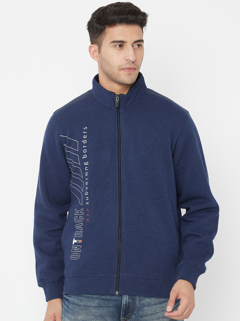 

Octave Men Blue Printed Fleece Sweatshirt