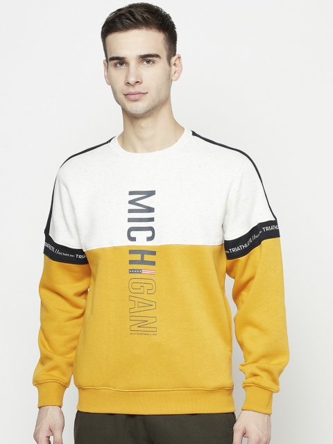 

Octave Men Yellow & White Colourblocked Fleece Sweatshirt