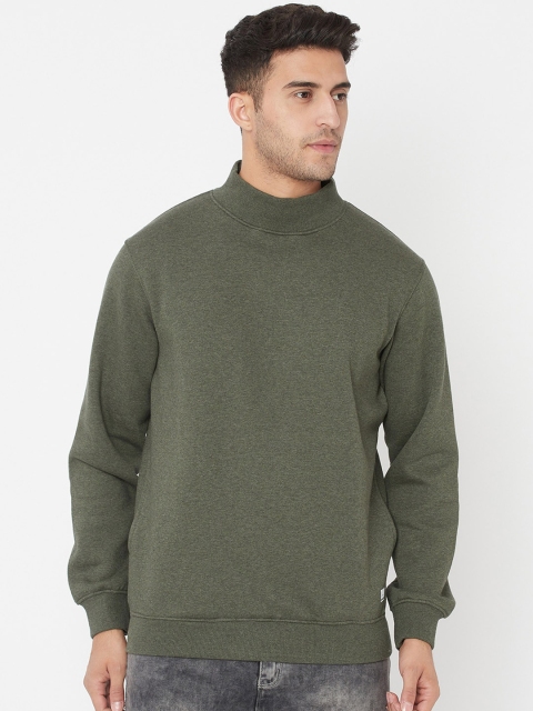 

Octave Men Olive Green Fleece Sweatshirt