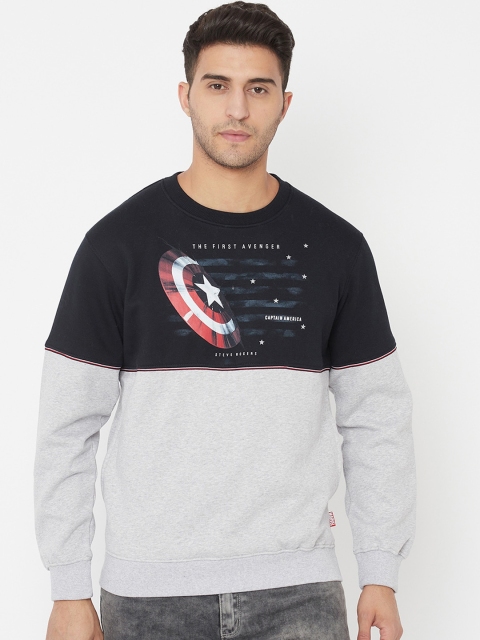 

Octave Men Grey & Black Captain America Printed Fleece Sweatshirt