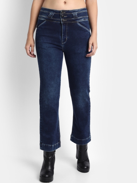 

BROADSTAR Women Navy Blue Jean Straight Fit High-Rise Light Fade Stretchable Jeans