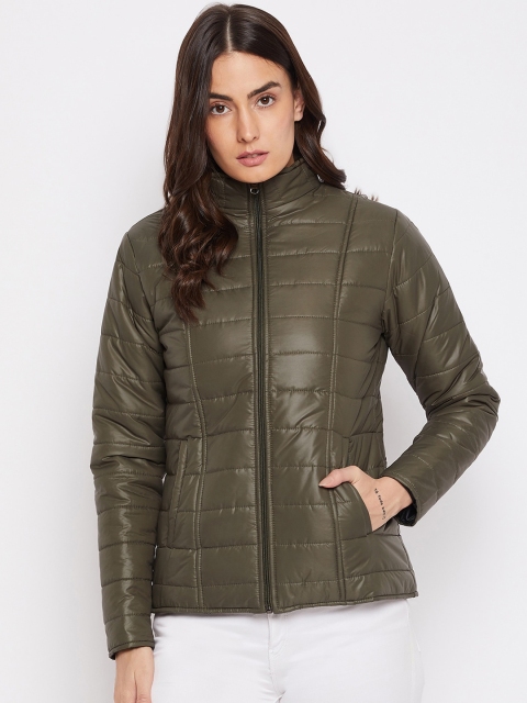 

PURYS Women Olive Green Puffer Jacket