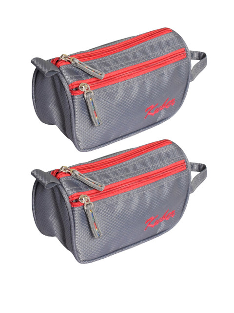 

Kuber Industries Pack Of 2 Grey & Red Travel Toiletry Bags