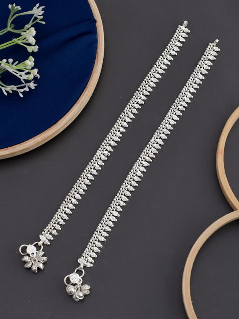 

Silvermerc Designs Silver Toned Brass Silver Plated Anklets