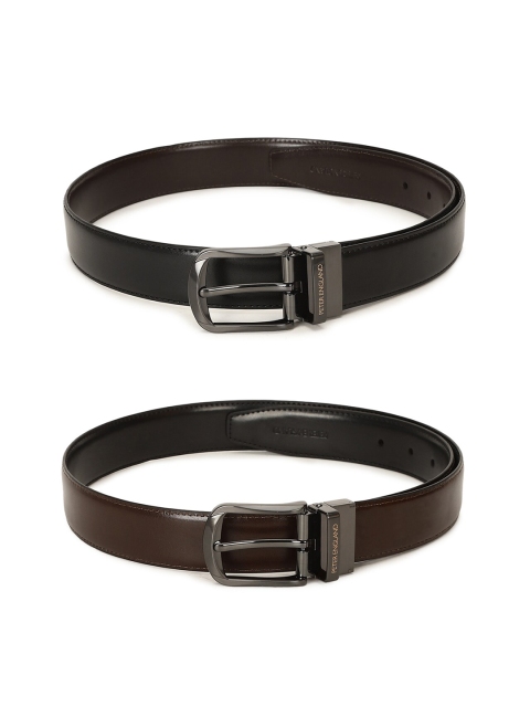 

Peter England Men Brown & Black Leather Reversible Formal Belt