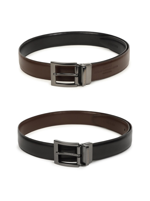 

Peter England Men Black Leather Reversible Formal Belt