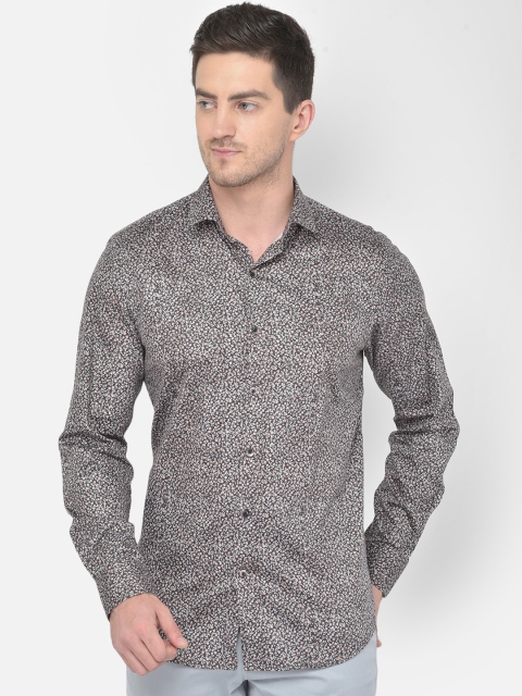 

COBB Men Brown Slim Fit Floral Opaque Printed Casual Shirt
