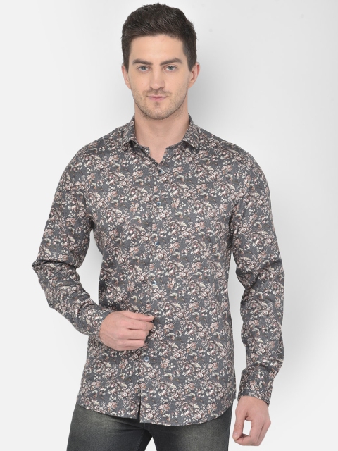 

COBB Men Grey Slim Fit Floral Opaque Printed Casual Shirt