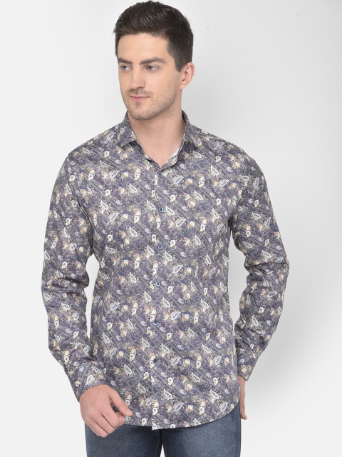 

COBB Men Blue Slim Fit Opaque Printed Casual Shirt