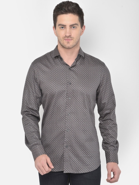 

COBB Men Brown Slim Fit Opaque Printed Party Shirt