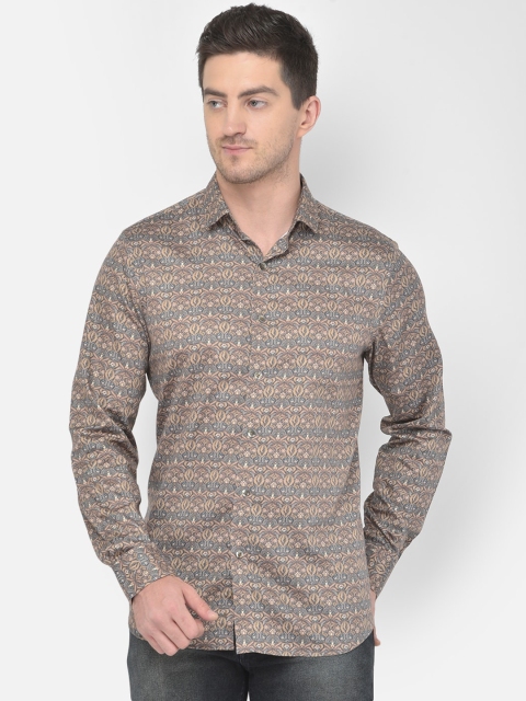 

COBB Men Brown Slim Fit Opaque Printed Casual Shirt