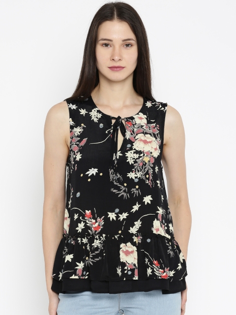 

ONLY Women Black Printed Sheer Top