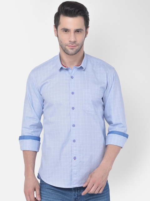 

COBB Men Blue Slim Fit Opaque Checked Casual Shirt