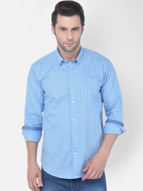

COBB Men Blue Slim Fit Opaque Checked Casual Shirt