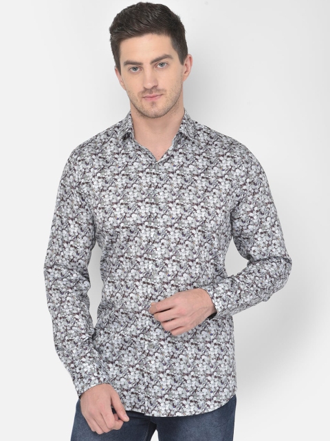 

COBB Men Grey Slim Fit Floral Opaque Printed Casual Shirt