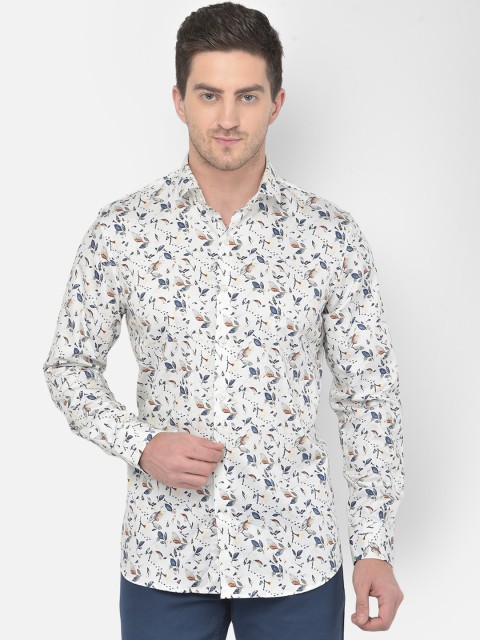 

COBB Men White Slim Fit Floral Opaque Printed Casual Shirt