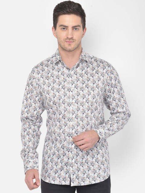 

COBB Men White Slim Fit Floral Opaque Printed Casual Shirt