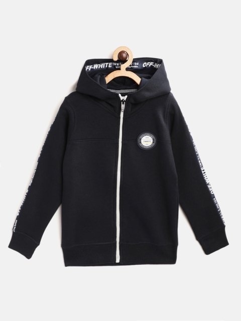 

TAB91 Boys Black Solid Hooded Sweatshirt