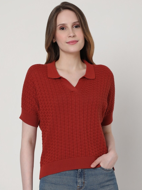 

Vero Moda Women Red Self Design Pullover