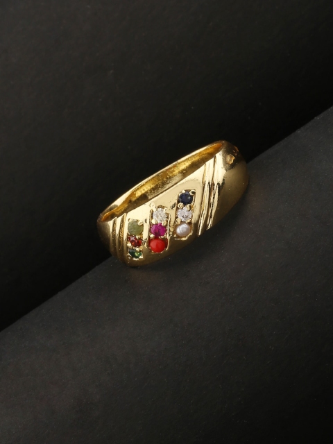 

Voylla Men Gold Plated Stone Studded Finger Ring