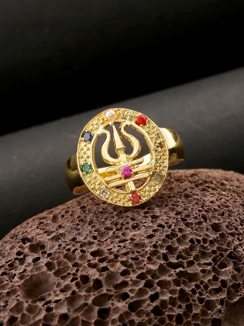 

Voylla Gold-Plated Kailasha Rudraksha Studded Ring