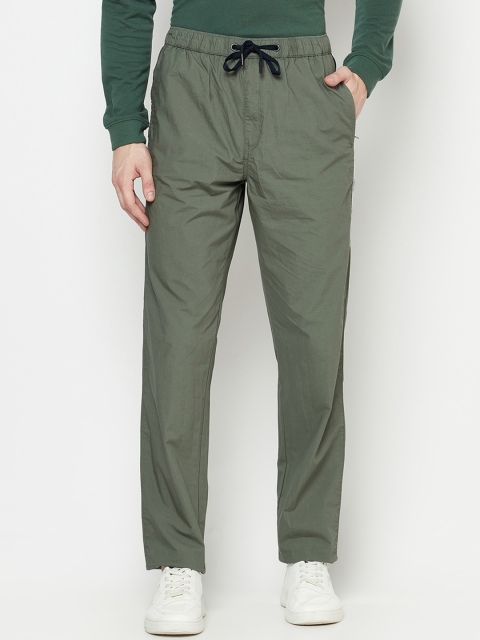 

Octave Men Olive Green Coloured Solid Cotton Track Pants