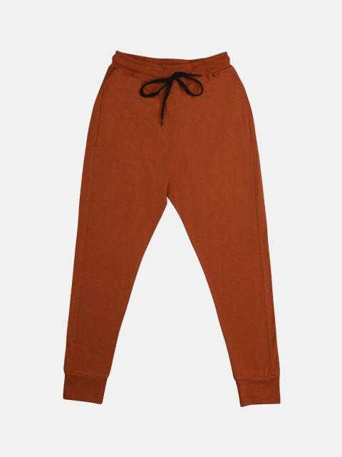 

CHIMPRALA Boys Rust Orange Coloured Solid Loose-Fit Cotton Joggers