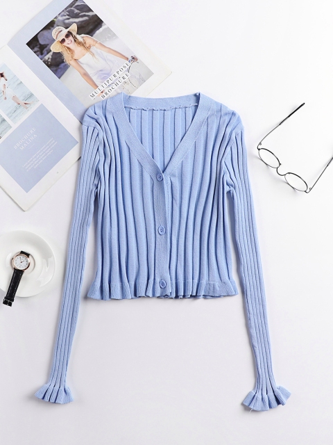 

URBANIC Blue Self Striped Regular Crop Top