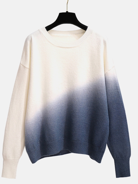 

URBANIC Women White & Blue Dyed Pullover