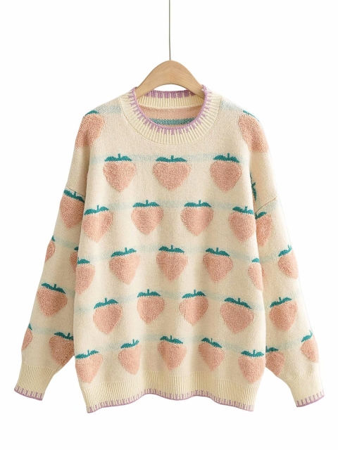 

URBANIC Women Beige Patterned Pullover Sweater