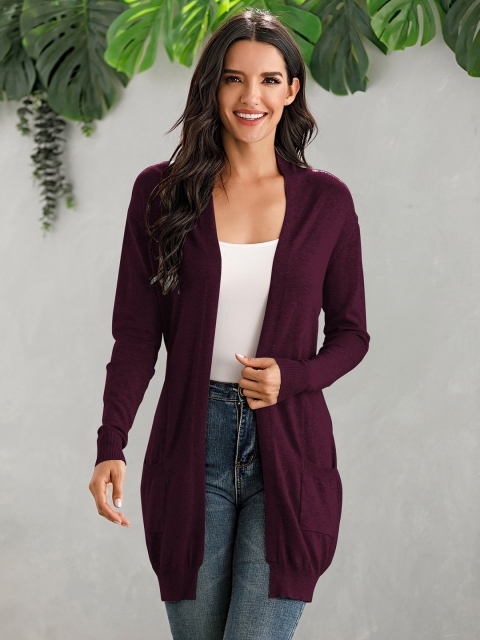 

URBANIC Women Purple Longline Front-Open Cardigan
