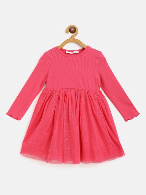 

Marks & Spencer Girls Pink & Silver Glitter Detail Net A-Line Dress