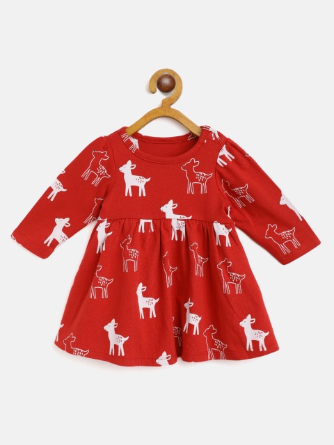 

Marks & Spencer Girls Red & White Cotton Conversational Print Fit & Flare Dress