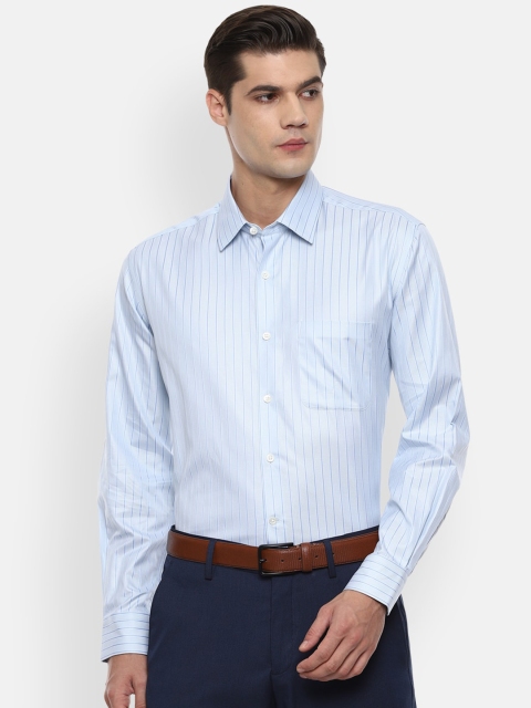 

Luxure by Louis Philippe Men Blue Opaque Striped Formal Shirt
