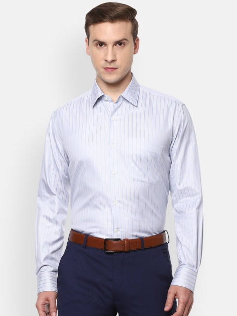 

Luxure by Louis Philippe Men Blue Opaque Striped Formal Shirt