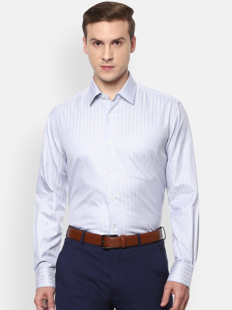 

Luxure by Louis Philippe Men Blue Opaque Striped Formal Shirt