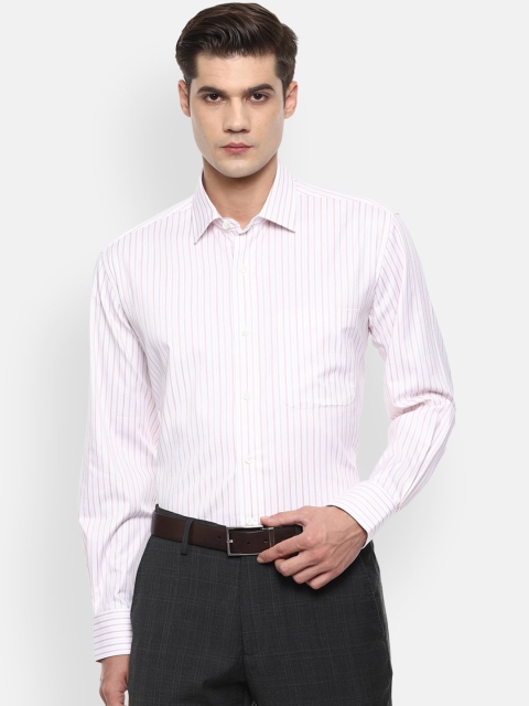 

Luxure by Louis Philippe Men White Opaque Striped Formal Shirt