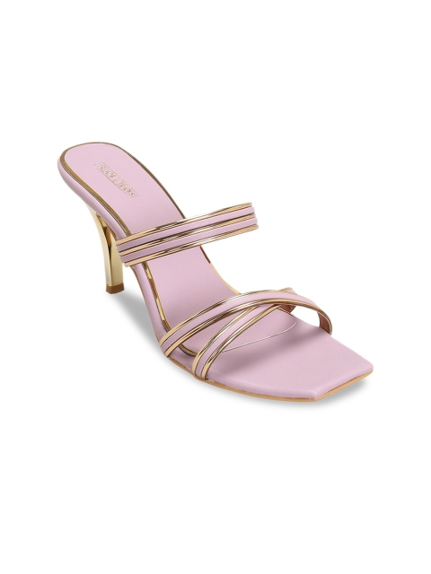 

TRENDS & TRADES Lavender & Gold-Toned Striped Sandals