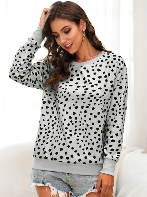 

URBANIC Women Grey & Black Animal Printed Sweatshirt