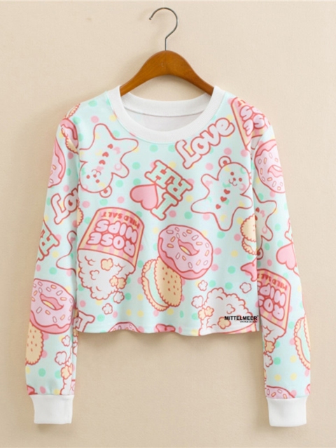 

URBANIC Women Blue & Pink Printed Sweatshirt