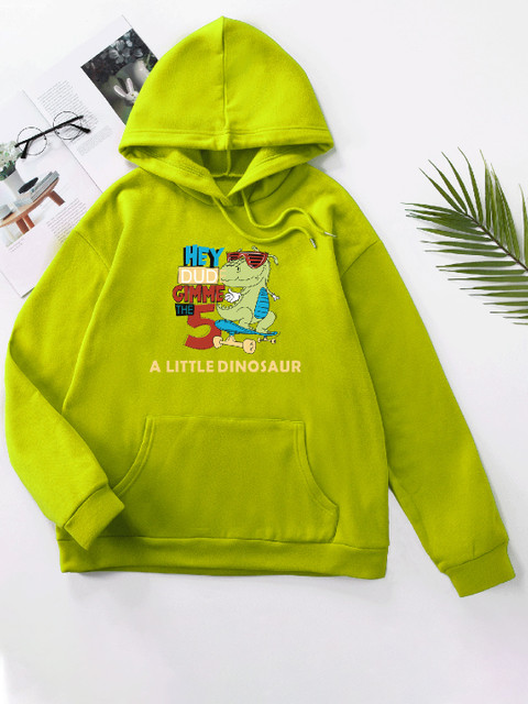 

URBANIC Women Green Typography Print Hooded Sweatshirt
