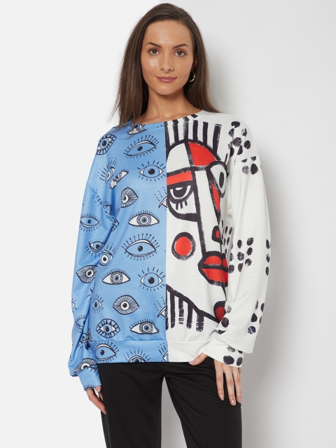 

URBANIC Women Blue Printed Sweatshirt
